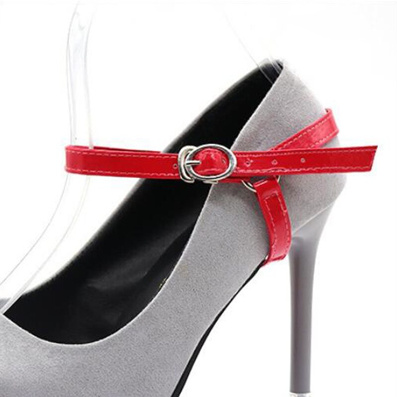 1 Paar Vrouwen Hoge Hakken Holding Losse Anti-Slip Bandjes Kant Schoenen Band Bundel Schoenveter Metalen Tip Schoen Accessoires: Red
