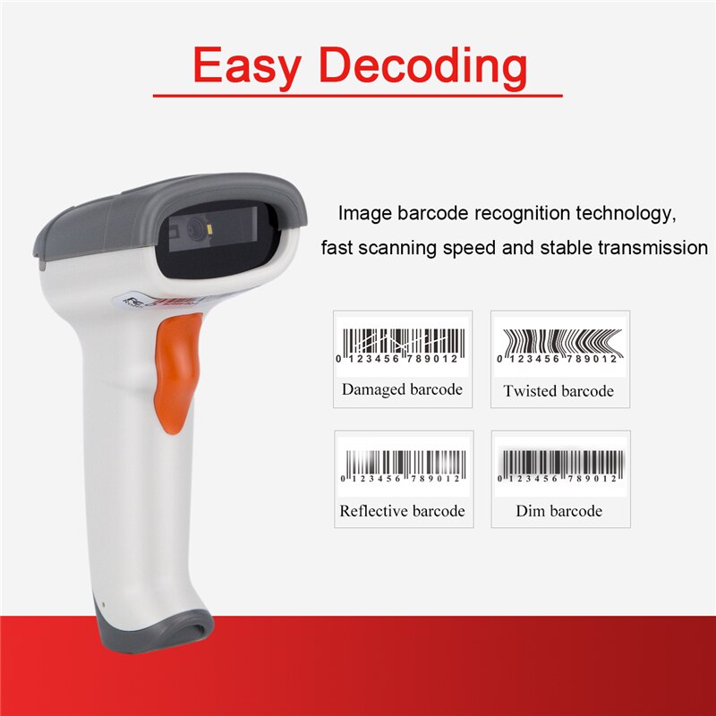 Draadloze Barcode Scanner Wired bar code Scanner USB Handheld 1D/2D QR Bar Code Reader voor Inventaris winkel