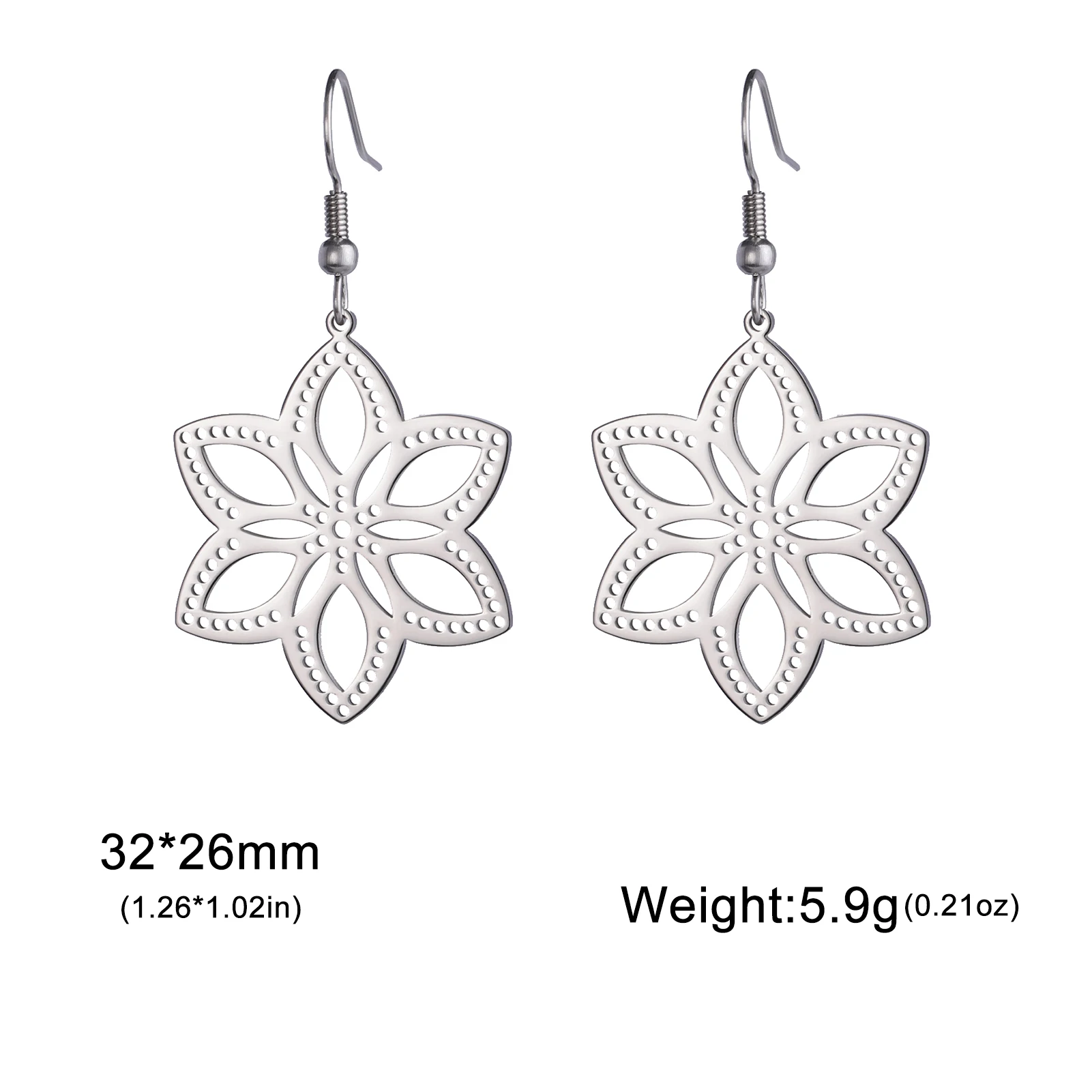 Cazador Orecchini pendenti in filigrana bohéaspetto Orecchini pendenti etnici con fiori in acciaio inossidabile per gioielli da donna Regalo di san Valentino tutto'ingrosso: Rhodium placcato