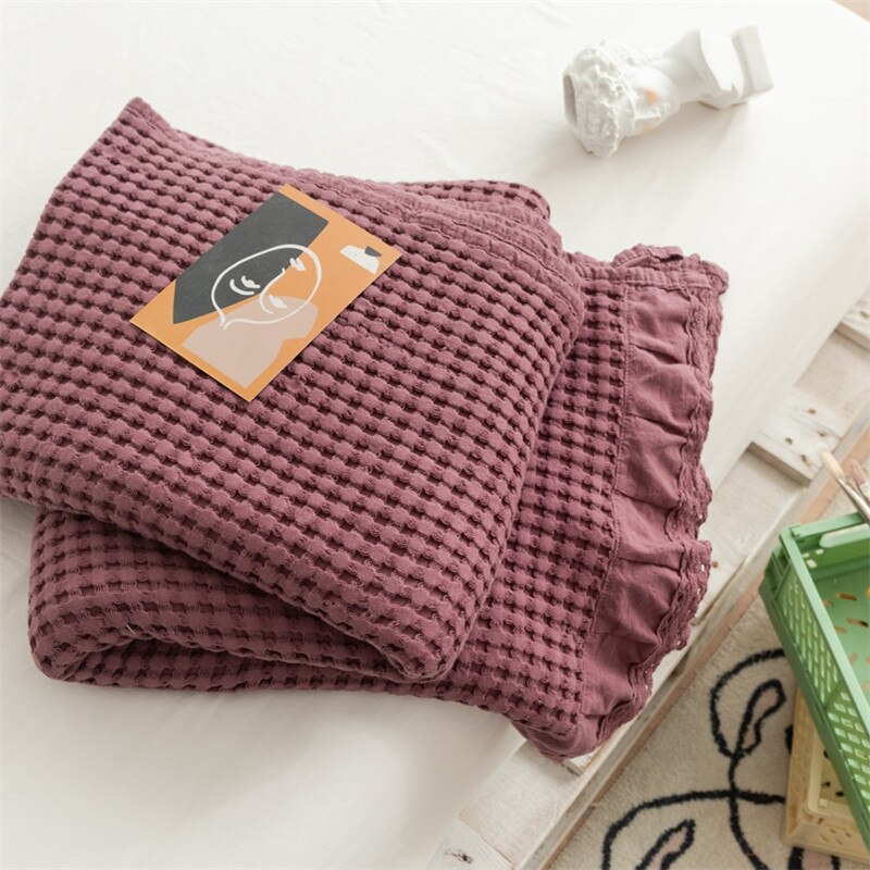 Czysta bawełna wafel wzburzyć rzuć narzuta na kanapę biuro podróży ciemnoróżowy lato klimatyzacja cienka poszewka na pościel tekstylia domowe: nie.1 / 110 by 160cm
