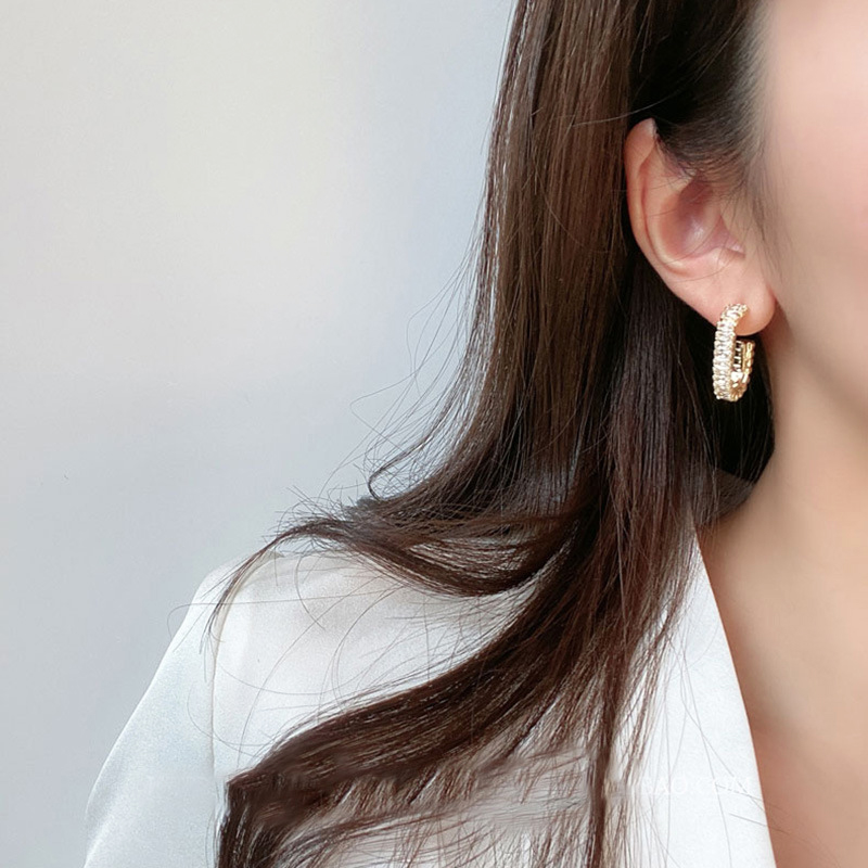 Trendige, exquisit ohrringe mit 14k echten Gold-quadrat-zirkonia-creolen für damen, funkelnder schmuck, aaa-zirkonia ,  s925 silbernadeln