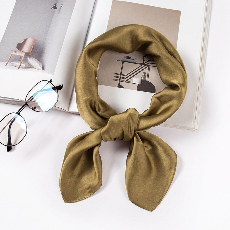 Hoofddoek Zijde Satijn Hijab Sjaal Voor Vrouwen Effen Kleur Zakdoek Haar Sjaals Vierkante Sjaals En Wraps Hoofd Sjaals Dame: 10