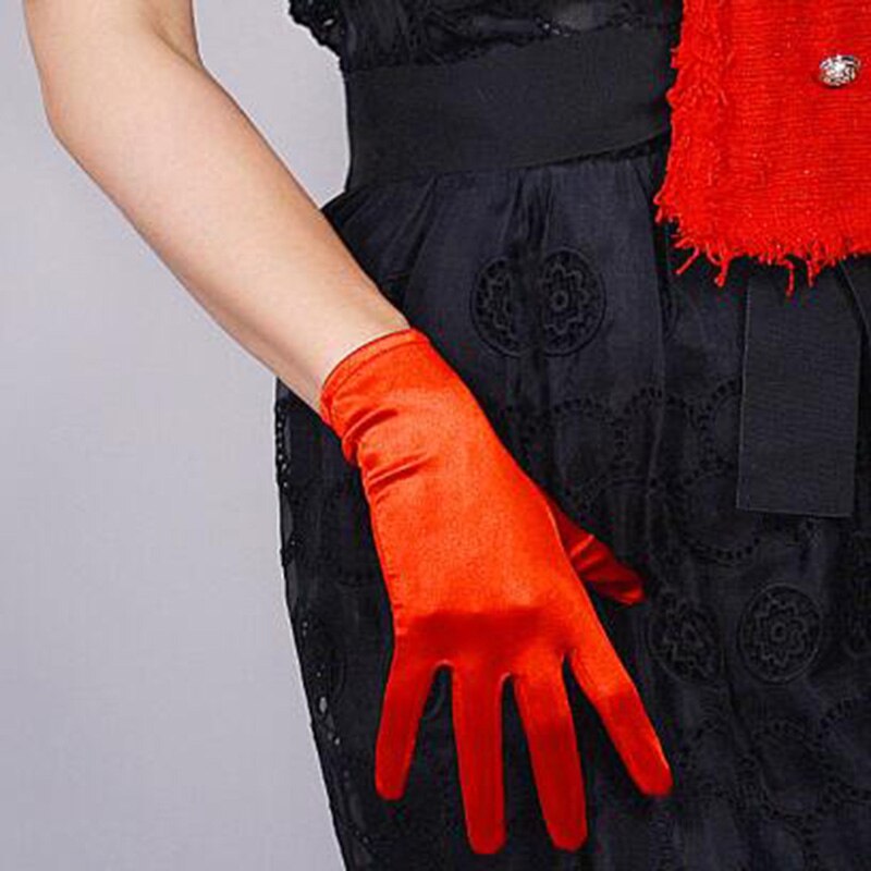 Mitaine élastique en Satin de soie mercerisé pour femmes, 22cm, pour soirée dansante, légère, couleur unie, pour la conduite, , L78
