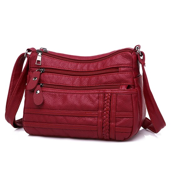 Annmouler Frauen Tasche Pu Weiche Leder Schulter Tasche Multi-schicht Crossbody-tasche Kleine Tasche rot Handtasche geldbörsen: crossbody Tasche 1