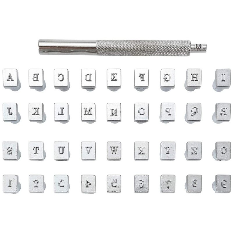 Juego de perforadores de letras y números de Metal, herramientas de perforación de letras y números, 26 letras del alfabeto impresas, 36 piezas (3,5 Mm): Default Title