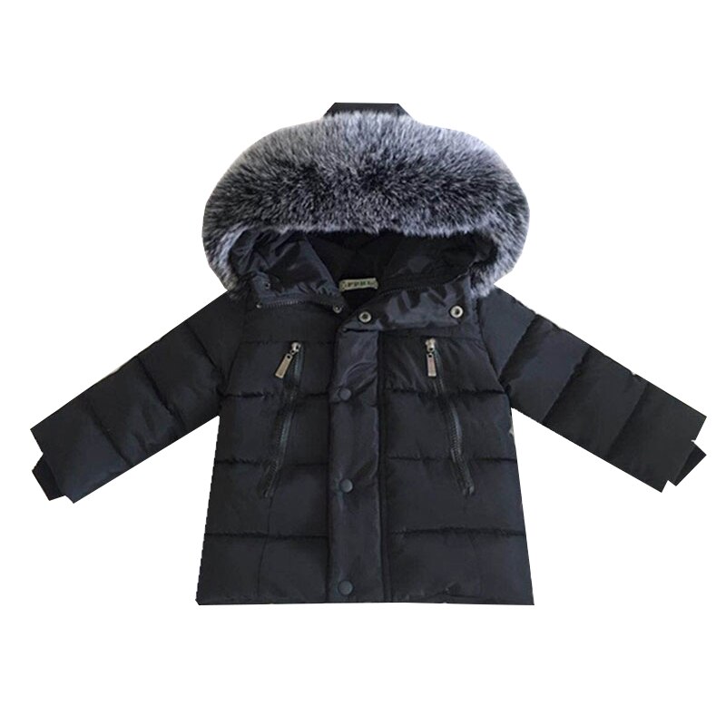 Nuovo Del Ragazzo di Inverno Del Rivestimento Del Bambino Con Cappuccio di Spessore Bambini Cappotti 12M-7 Vecchio formato Autunno Inverno 9WBT002: Black / 7T
