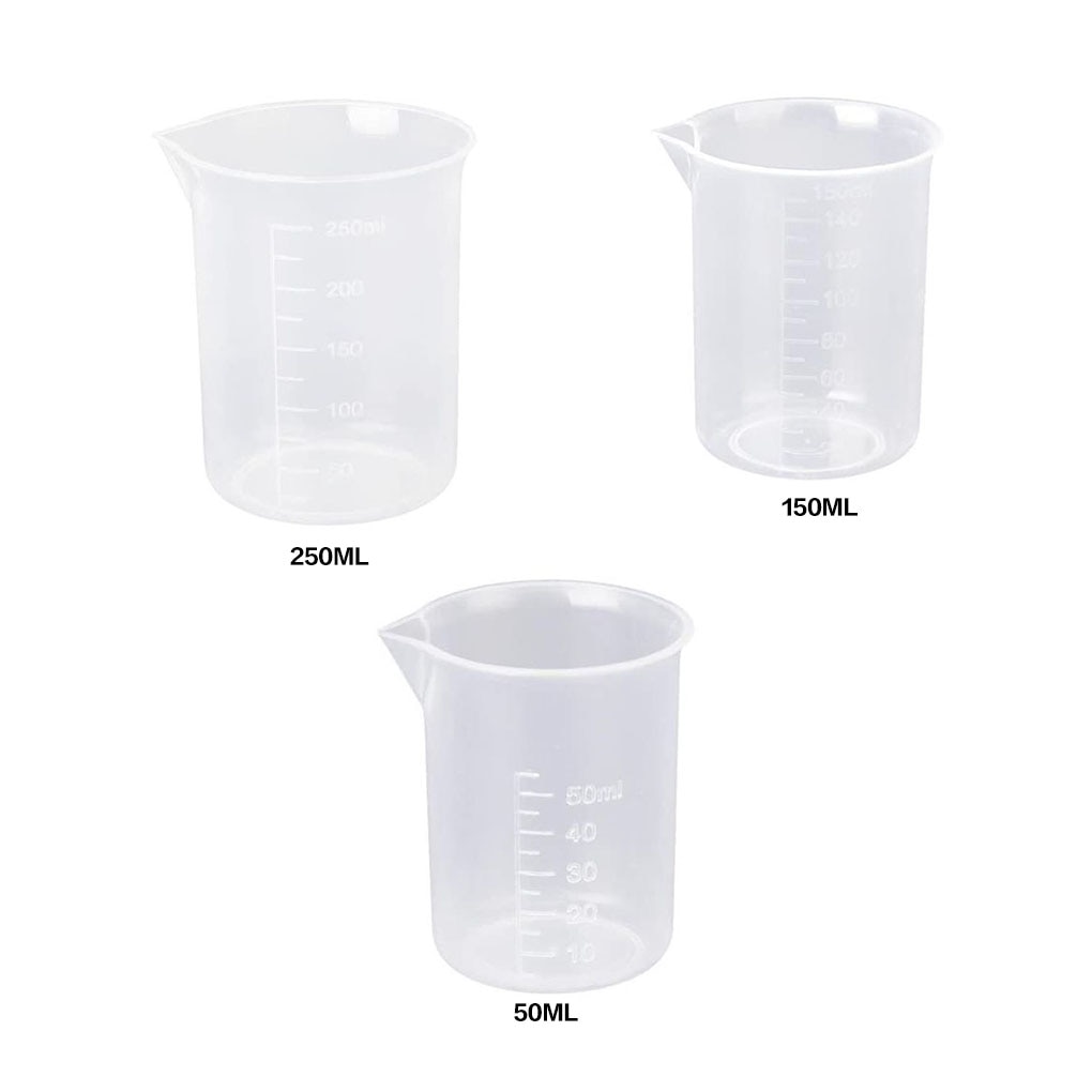 3Pcs/Set 50ml /150ml /250ml Clear Plastic Graduated Measuring Cup For Baking Beaker Liquid Measure JugCup Container Kitchen Tool