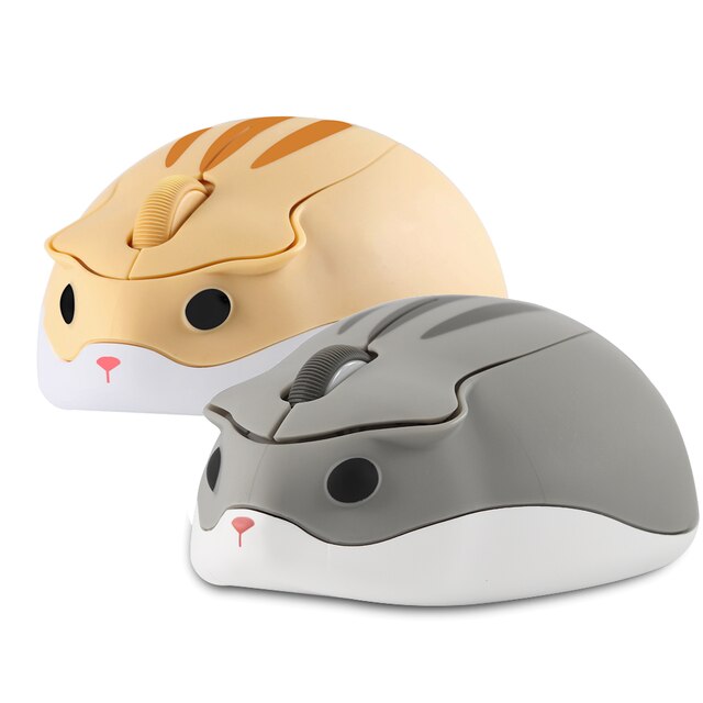 Neue Nette Maus USB Optische Drahtlose Gaming Cartoon Mause Rosa 3D Hamster Form Gamer Laptop Mäuse 1600DPI Für mädchen: gray and yellow