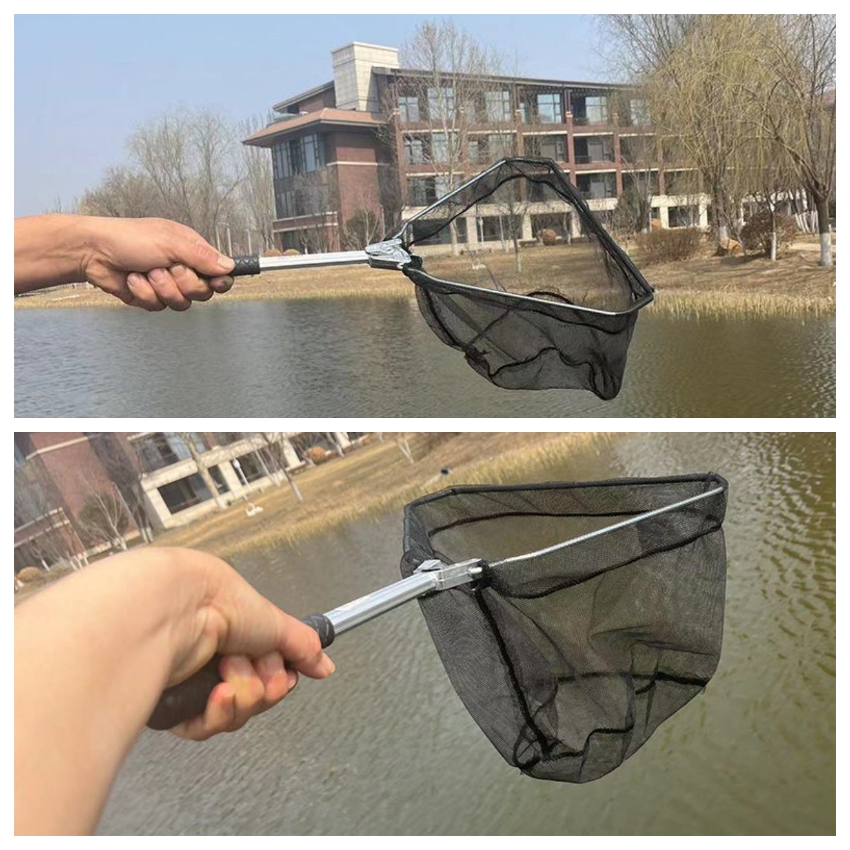 Red de pesca de aterrizaje, red de pesca flotante plegable, Dipnet portátil ultraligero de aleación de aluminio para engranajes de peces de agua dulce y salada