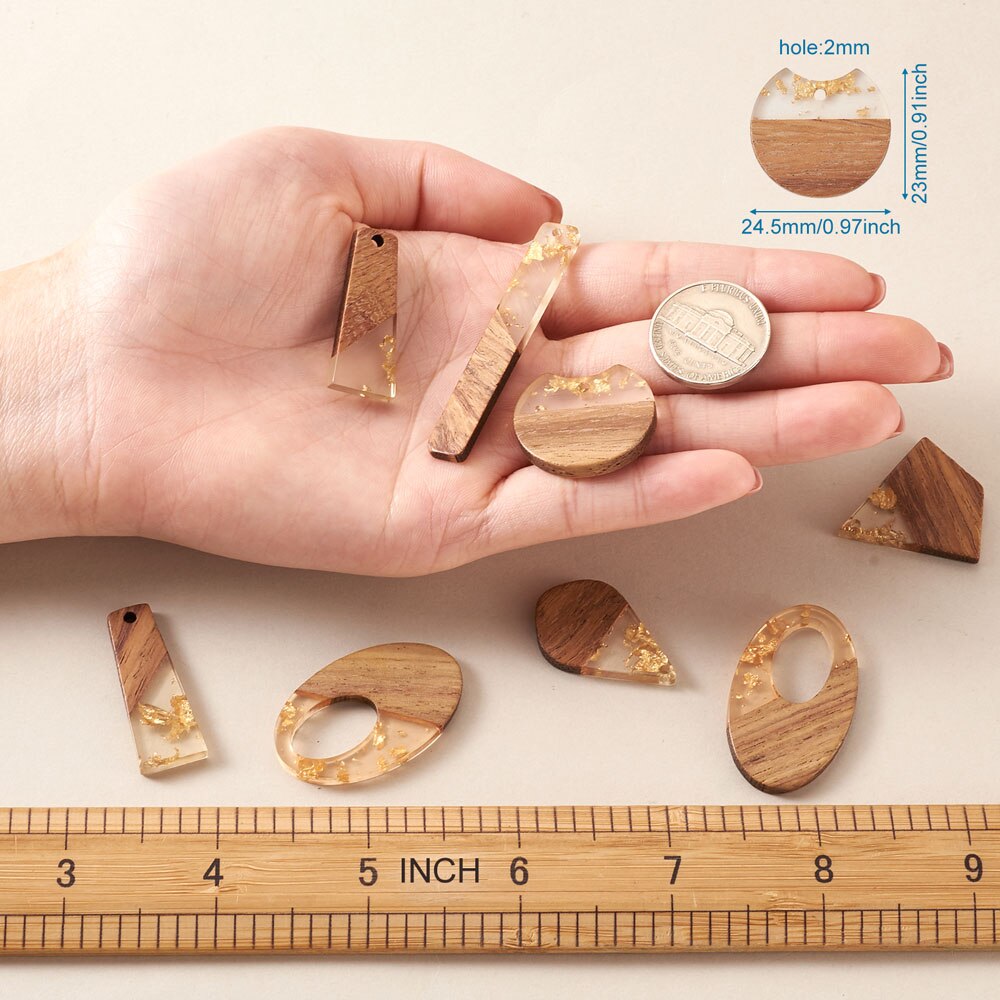 20 teile/schachtel Harz &amp; Walnut Holz Anhänger für Ohrringe Machen mit Ohrring Haken Jump Ringe Handgemachte Holz Ohrringe Kit