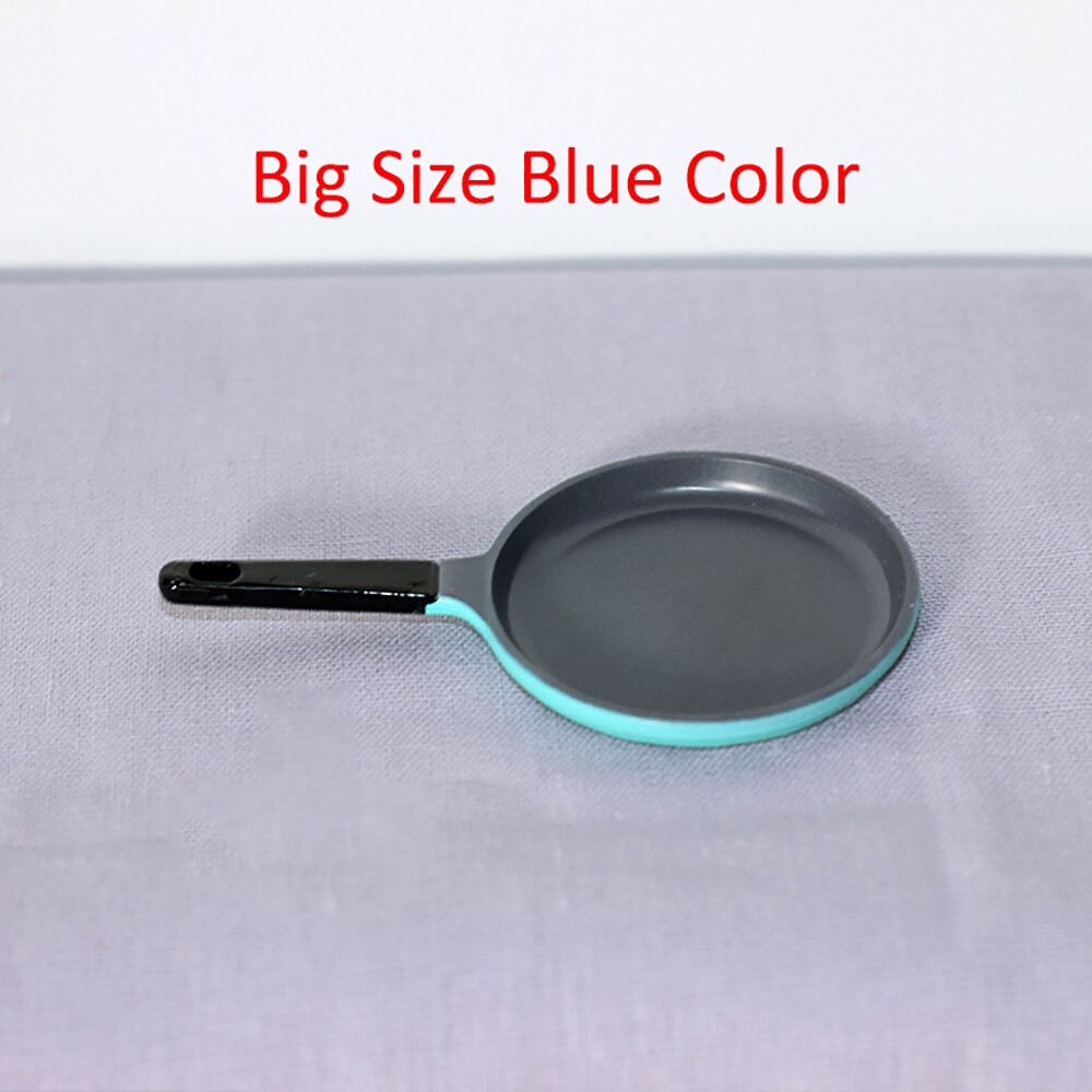 1/12 1/6 Dollhouse Miniature Accessories Mini Alloy Frying Pan Model Simulation Saucepan Toys for Doll House Decoration: Big Size Blue