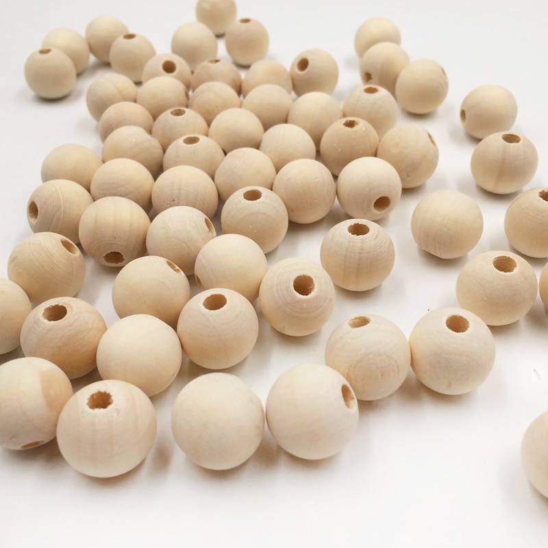 1-100PCs Natural Ball Wood Spacer Beads 6-50mm For Charm Bracelet baby wooden round bead