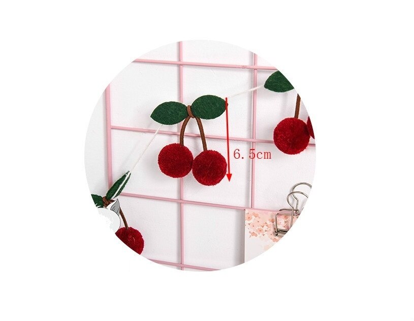 Cotton Cherry Banner for Fruit Party Decor Cherry Themed Party Photo Prop 2.3 Meter Garland Banner Birthday/Wedding