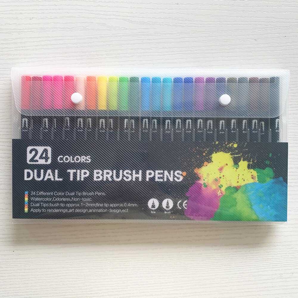 60 Pcs Colour Pens Marker, Dual Tip Brush Pens Art Markers Fineliner WaterColor Drawing Pens for Adult Colouring Books,Sketching: 24 colors Black