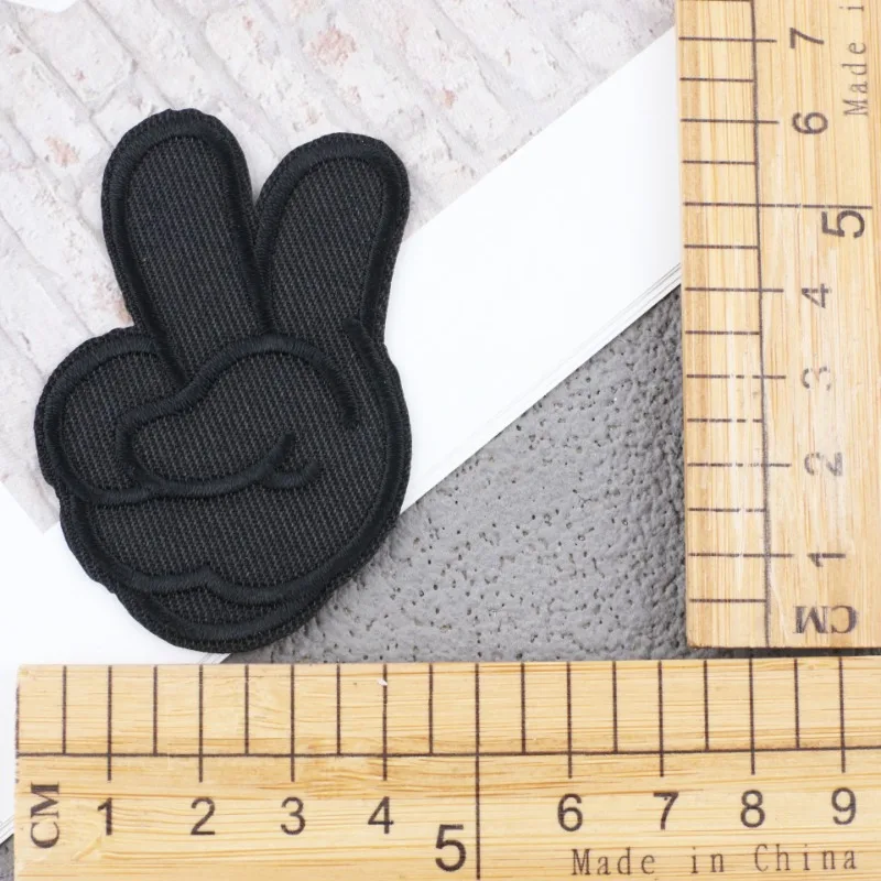 Parche adhesivo de sarga negra, bordado por ordenador, capítulo, niño, planchado de diamantes, pentagrama, bordado, pegatina de tela