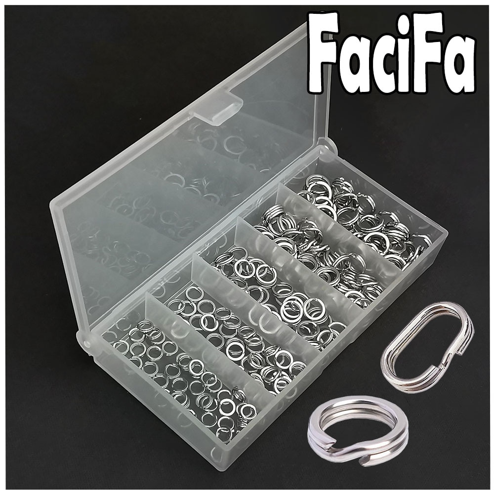 Anneau fendu en acier inoxydable avec boîte, anneau ovale, connecteur à Double anneau robuste, accessoires de pêche pour leurre à crochet, 200 pièces