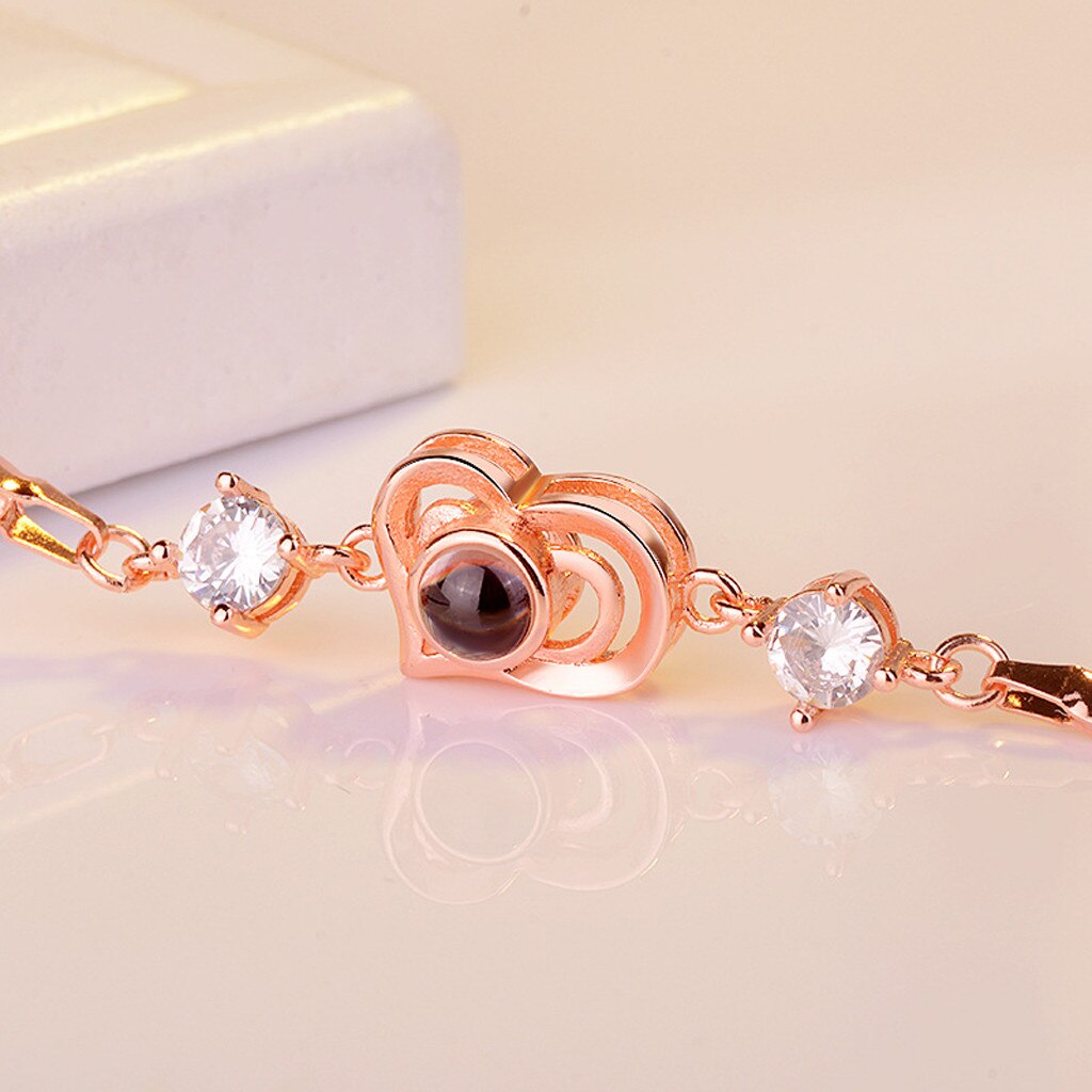 Gold Armbinde Mädchen Neue 100 Sprachen ICH Liebe Sie Valentinstag Speicher Projektion Armbänder Weihnachten: A