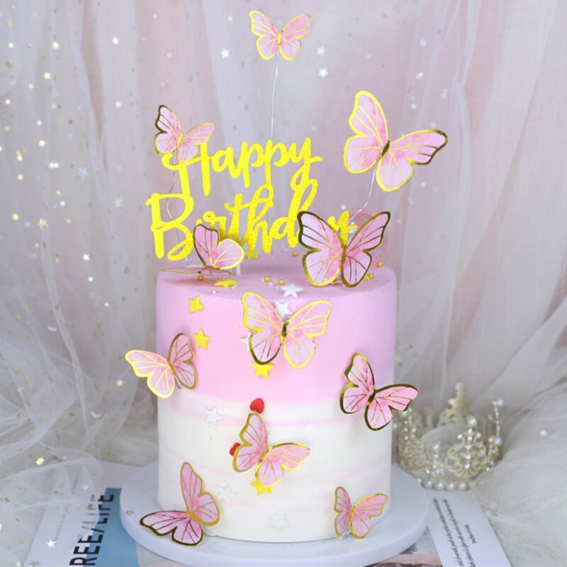 Décoration de gâteau papillon pour filles et femmes, ensemble de 11 pièces, pour anniversaire et mariage