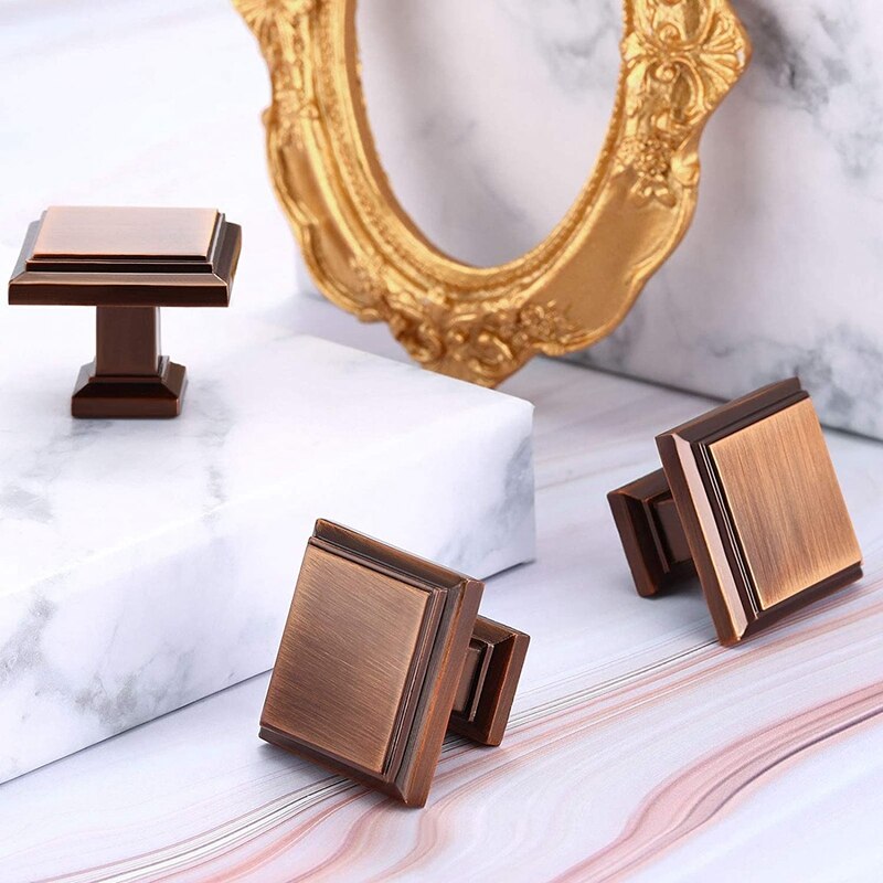 12 Pieces Cabinet Knob Square Cabinet Knobs Pull Kitchen Cabinet Hardware Knob with Mounting Screws for Dresser
