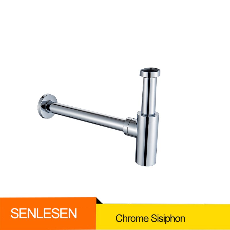 Senlesen Washbasin Drain Pipe Drainer Basin Sink Counter Odor-resistant Drain Pipe Fitting Set: Chrome Siphon