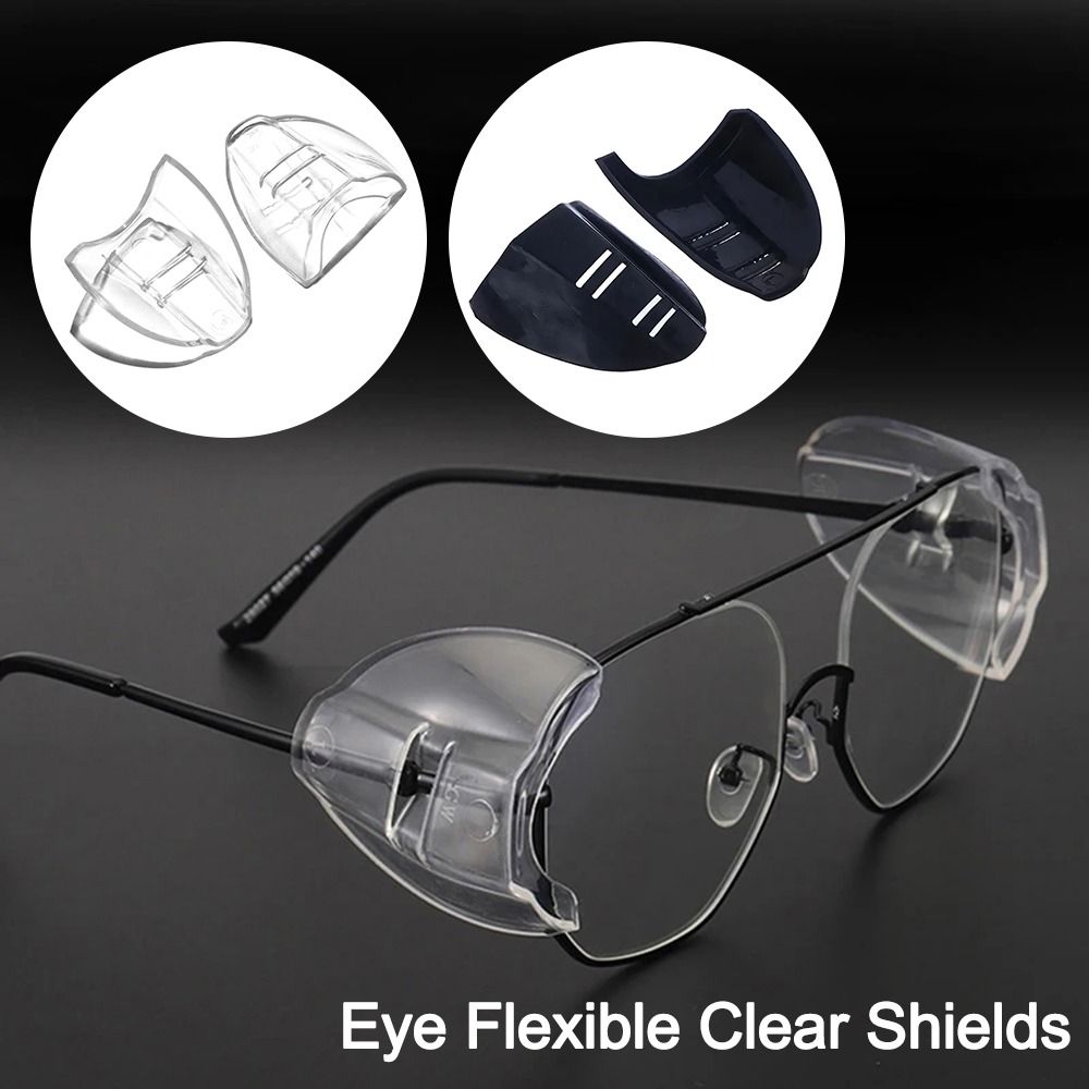 1Pair Eye Flexible Clear Shields Side Safety Goggles Glasses 95% Protection Universal Anti Fog For Women Men