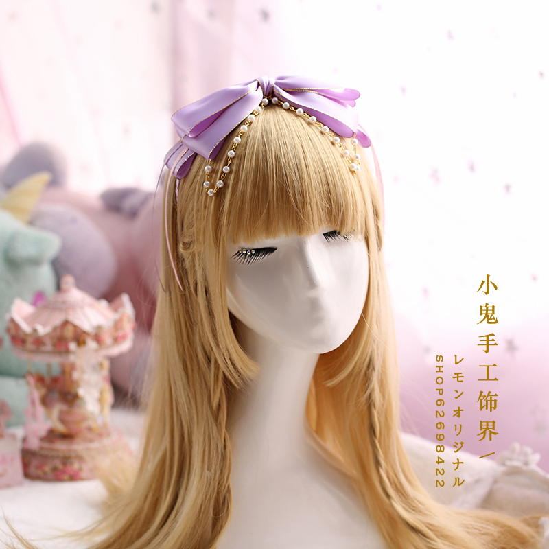 Épingle à cheveux japonaise rose violette faite à la main, nœud mignon et doux, accessoires pour cheveux, coiffure lolita, épingle à cheveux faite à la main: N ° . 17