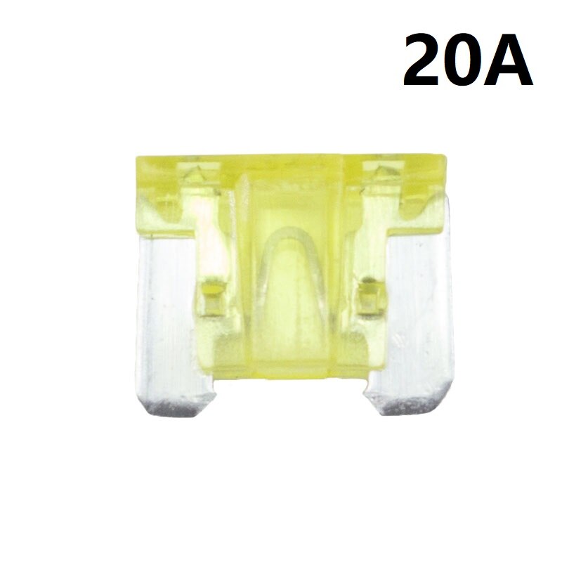 100pcs automotivo pc e liga de zinco de baixo perfil mini fusíveis 5a 7.5a 10a 15a 20a 25a 30a fusível de carro: 20A