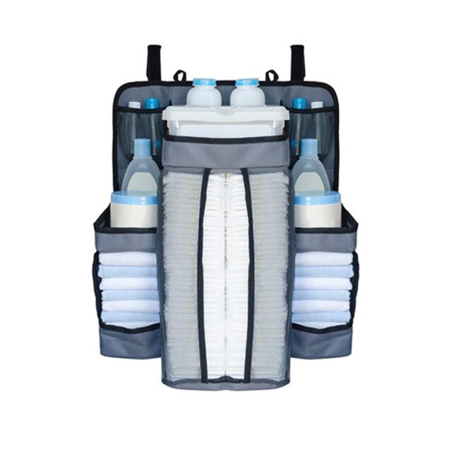 Baby Crib Organizer Opknoping Zakken Voor Pasgeboren Baby Beddengoed Set Organizer Luier Opbergtas Luiertas Kids Bed Linnen: gray