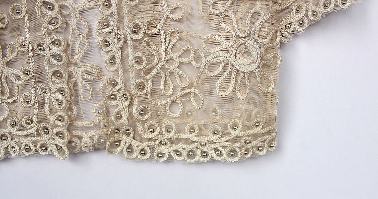 Frauen Grundlegende Mantel Stickerei Band Perlen Verschönert Kurzarm Strickjacke Sehen-Durch schier Spitze Gittergewebe Bolero oben Jacke