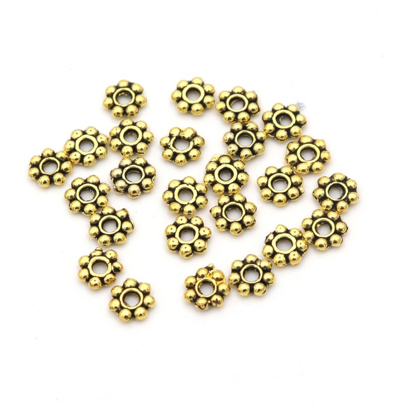 1000pcs 4mm Tibetan Gold Silver Color Daisy Wheel Flower Charm Loose Spacer Metal Bead For Jewelry Making Needlework Accessories: green