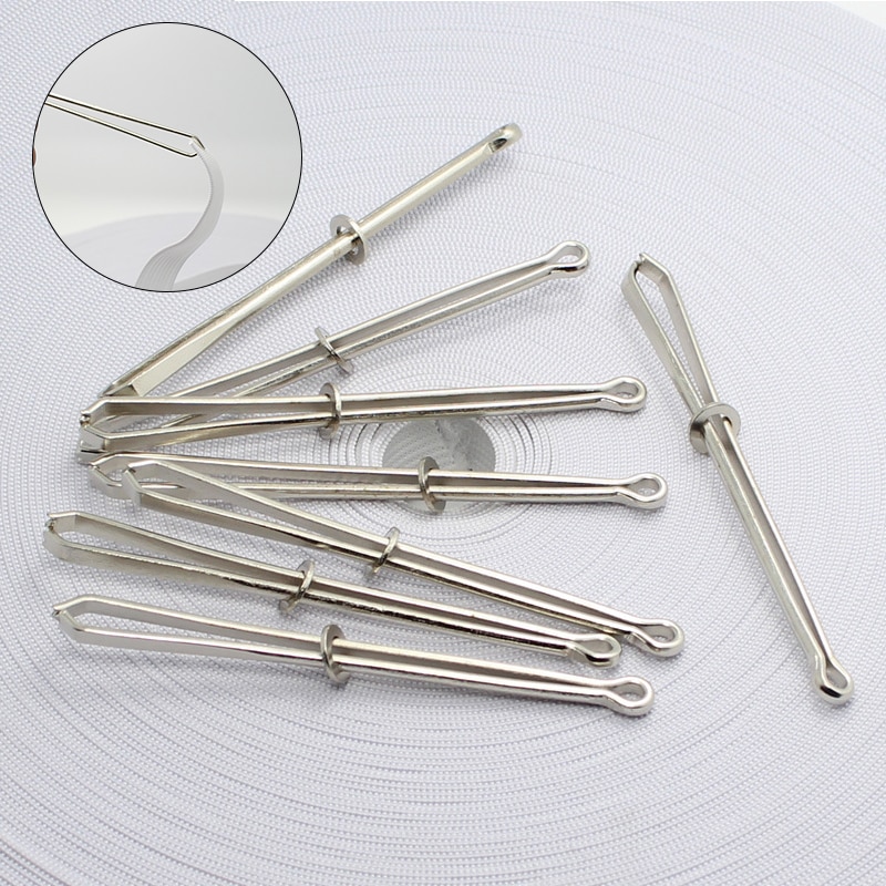 Metal Threader Clip Drawstring Elastic Band Threader Tweezers Wearing Guide for DIY Waist Band Threading Craft Sewing Gadgets