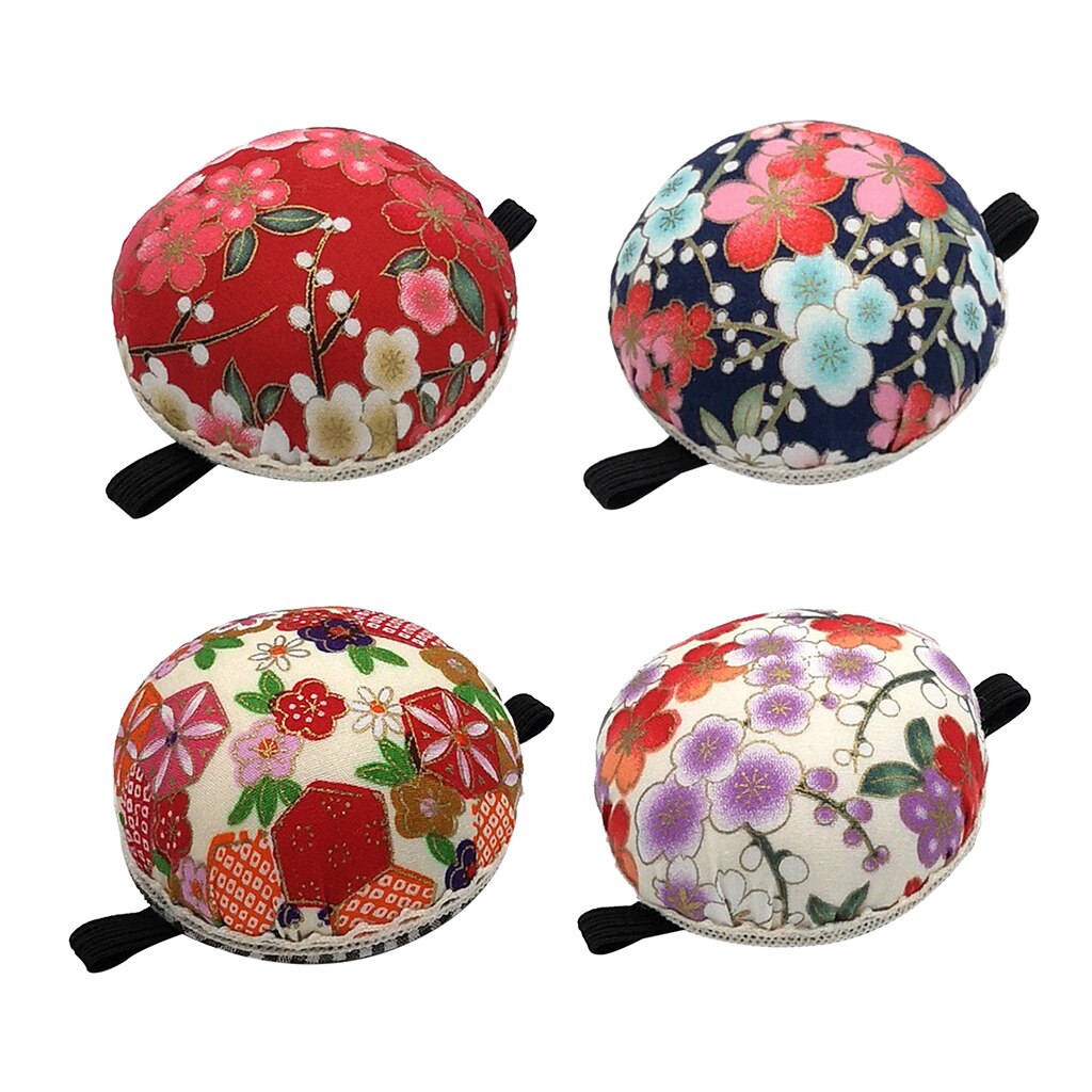 1Pcs Pin Cushion Wrist Printed Fabric Coated Pin Cushions Wearable Sewing Needle Pincushions for Needlework Embroidery