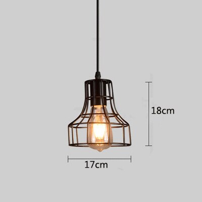 Retro industriel geometrisk sort led jern pendellamper indendørs belysning korridor restaurant soveværelse sengekasse hængelampe: C