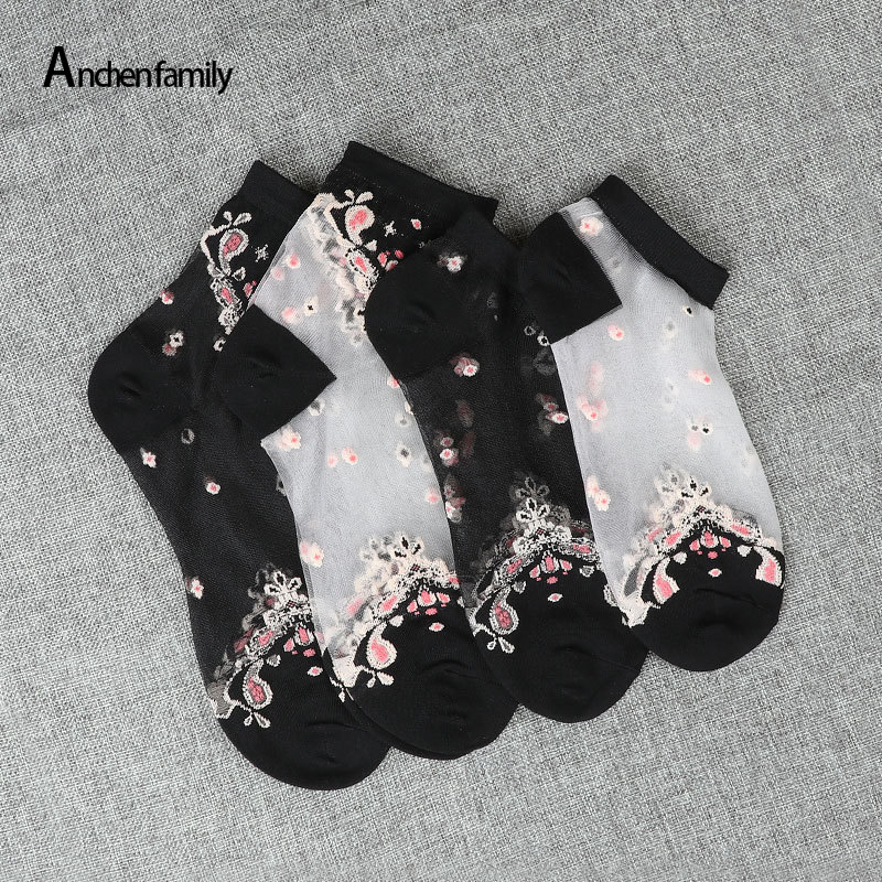 Lace Ruffle Soft Comfy Sheer Silk Socks Elastic Mesh Knit Frill Trim Transparent Ankle Funny Sexy Fishnet Women Socks