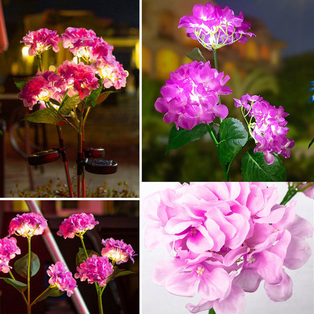 3- päinen hortensia ruusukukka aurinkoenergialla toimiva led-valo ulkopuutarhan nurmikkovalaisimet puutarhakasvimaan patiolle maalaistalon sisustukseen