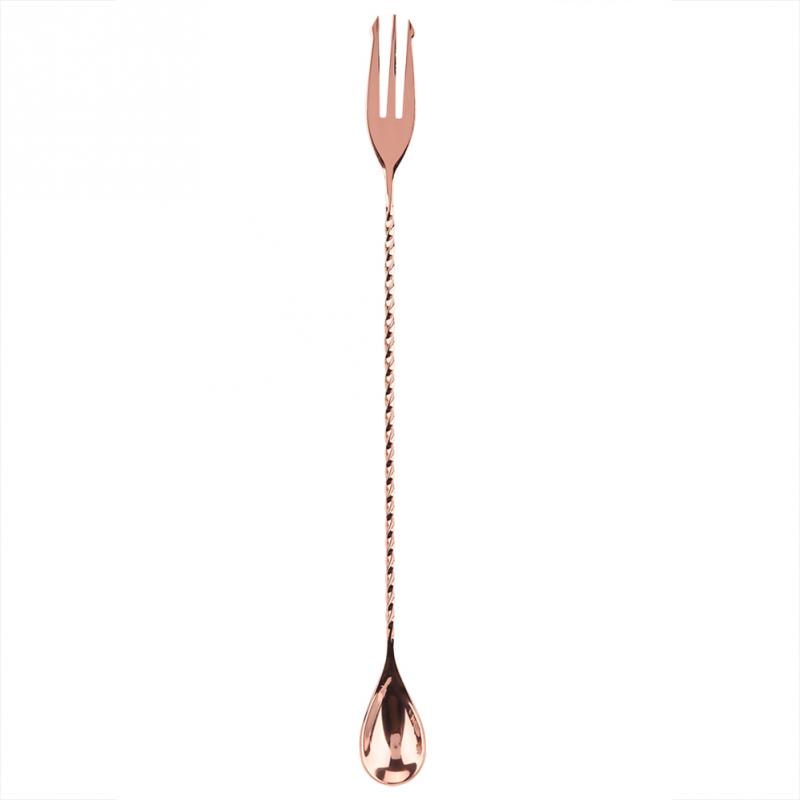 Multifunctionele Rvs Menglepel Spiraal Patroon Cocktail Lepel Bar Lepels Barman Dubbele Hoofd Roer Lepel Bar Tool: 2