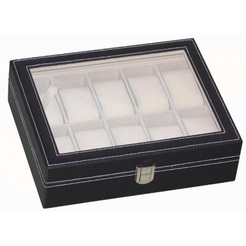 10 Slots Pu Lederen Horloge Opbergdoos Sieraden Armband Display Organizer Voor Oorbellen Ringen Armband Display Houder Case: 01