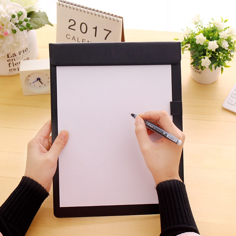 A4 Faux Leather PU Clipboard, Students Office Paper Folder, Restaurant Menu Clip Board Hotel Paper Folder Writing Pad