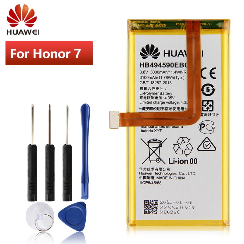 Original Replacement Battery HB494590EBC For Huawei Honor 7 Glory PLK-TL01H ATH-AL00 PLK-AL10 PLK-L01 Phone Battery 3000mAh