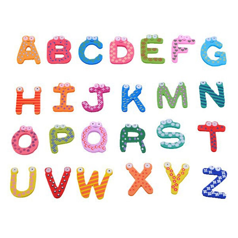 26 English Alphabet Wall Stickers 3D Wooden Letter Refrigerator Sticker for Kids Bedroom DIY Home Decoration Accessories: Letter