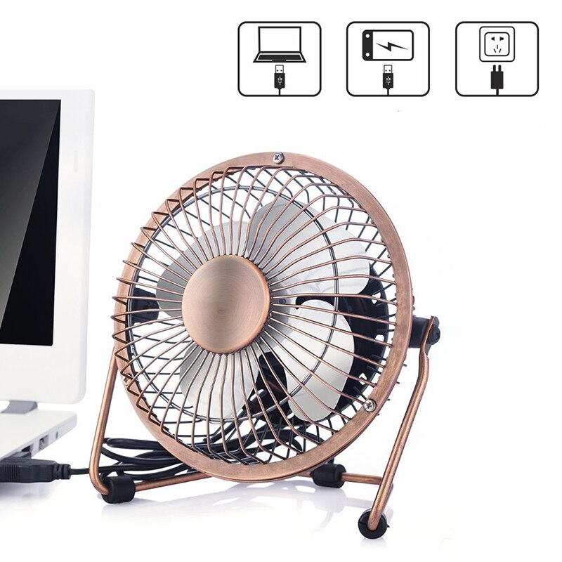 Mini ventilador Personal de escritorio USB de alta compatibilidad, de Metal, Operación silenciosa antigua, Cable USB de 4 pies