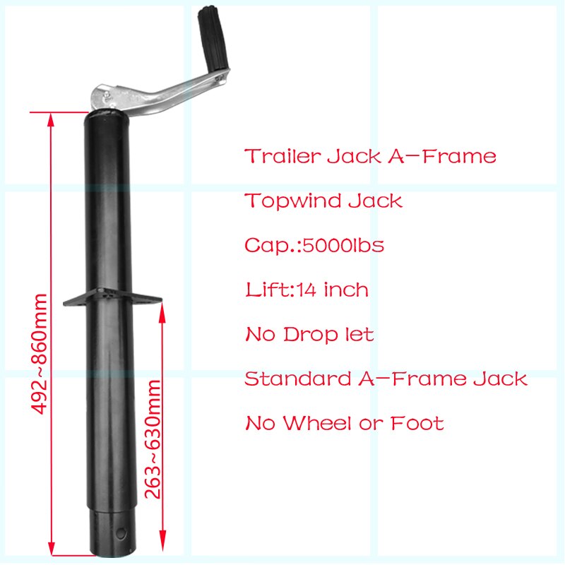 Round A-Frame topwind trailer jack 5000lbs capacity 14.5" top wind lift boat RV trailer,trailer parts