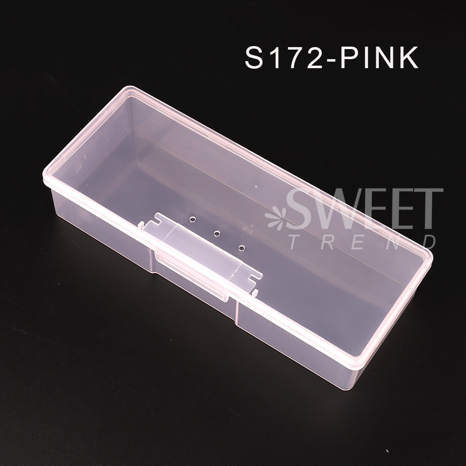 Caja de almacenamiento para decoración de uñas, organizador de piezas de uñas, contenedor de plástico cuboide rosa transparente, estuche de embalaje para lima de cepillos de uñas, herramientas de manicura: Verde claro
