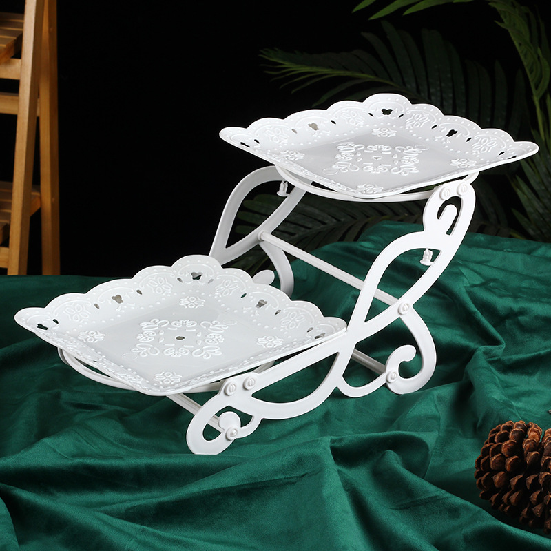 Plateau à fruits pliant, assiette à Dessert, support à gâteaux, Style européen, plateau à plusieurs niveaux rotatif pour mariage, anniversaire, fête de noël: A Square