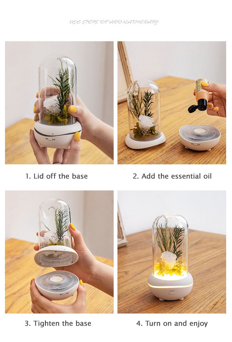 Eloole aromatherapie diffuser usb luchtbevochtiger etherische olie verspreider zonder water voor thuis led-lamp met 5 wattenschijfjes