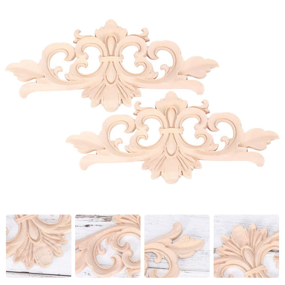 4x Houten Gesneden Hoek Onlay Meubel Applique Sierlijsten Decal DIY