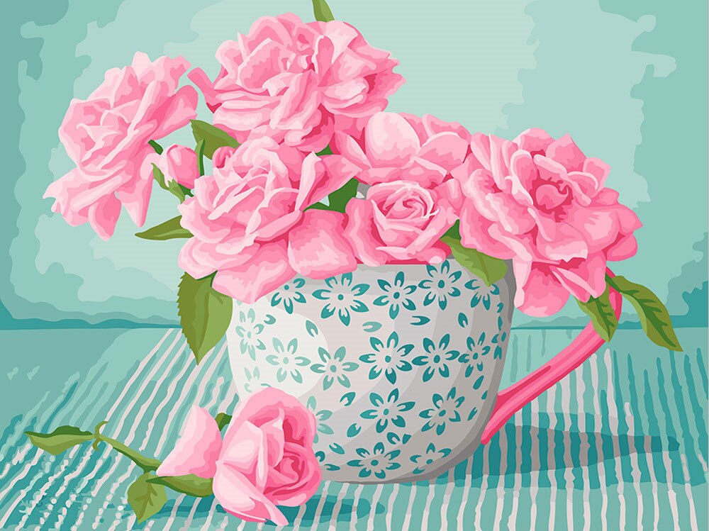 EverShine, Kits de imágenes por números de flores, dibujo pintado a mano, lienzo de peonía, arte de pared, decoración del hogar: SZES-353