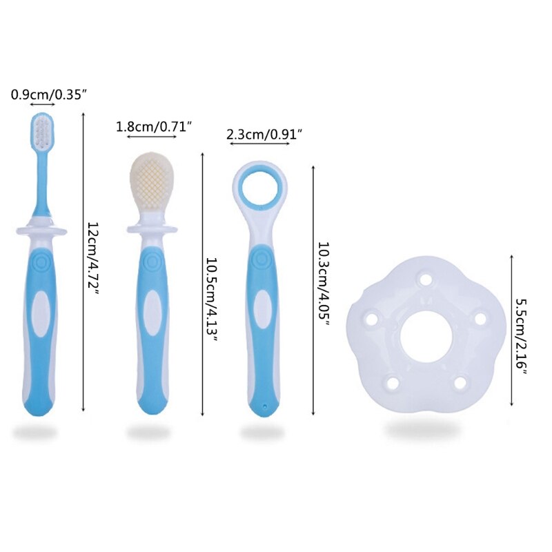 Conjunto de 3 cepillos de dientes de la lengua mordida de entrenamiento de limpieza cuidado de bebé 85WA