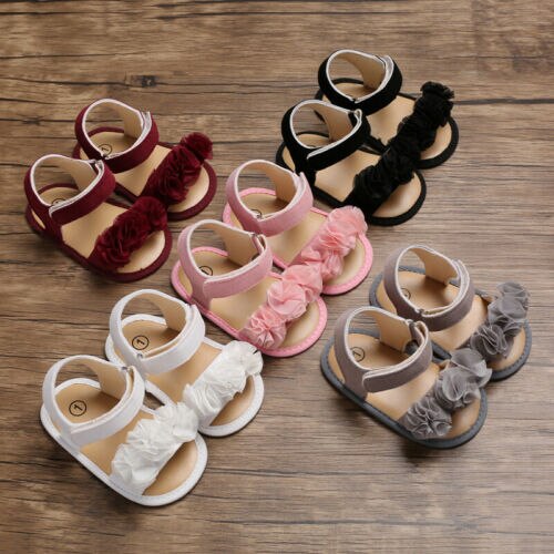 Kinderen zomer klompen 0-18m pasgeboren baby meisjes prinses bloemen sandalen sneakers peuter zachte wieg loopschoenen schoenen