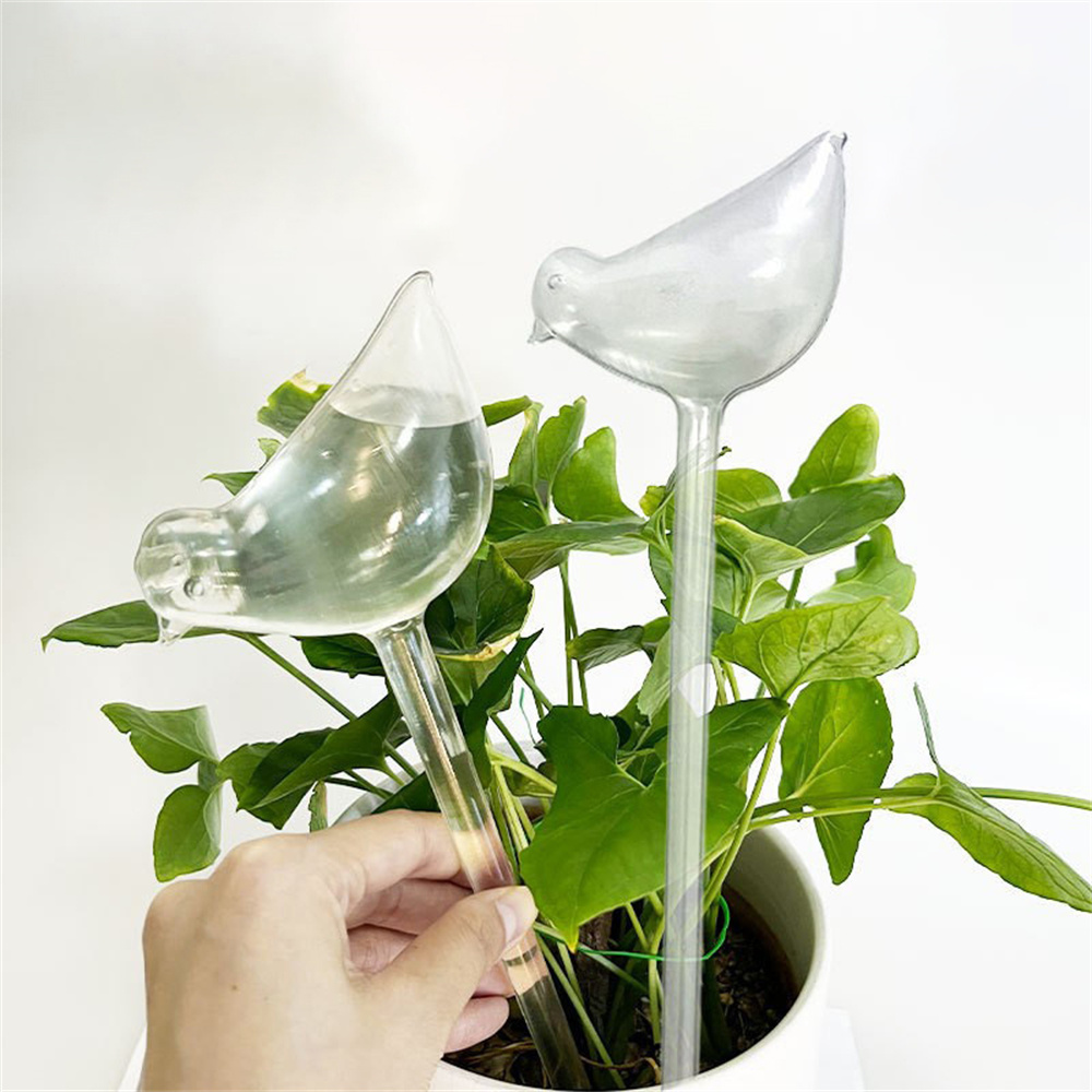 1pcs Garden Automatic Flower Watering Device Plant Waterer Self Watering Globes Bird Shape Hand Blown Clear Plastic Aqua Bulbs